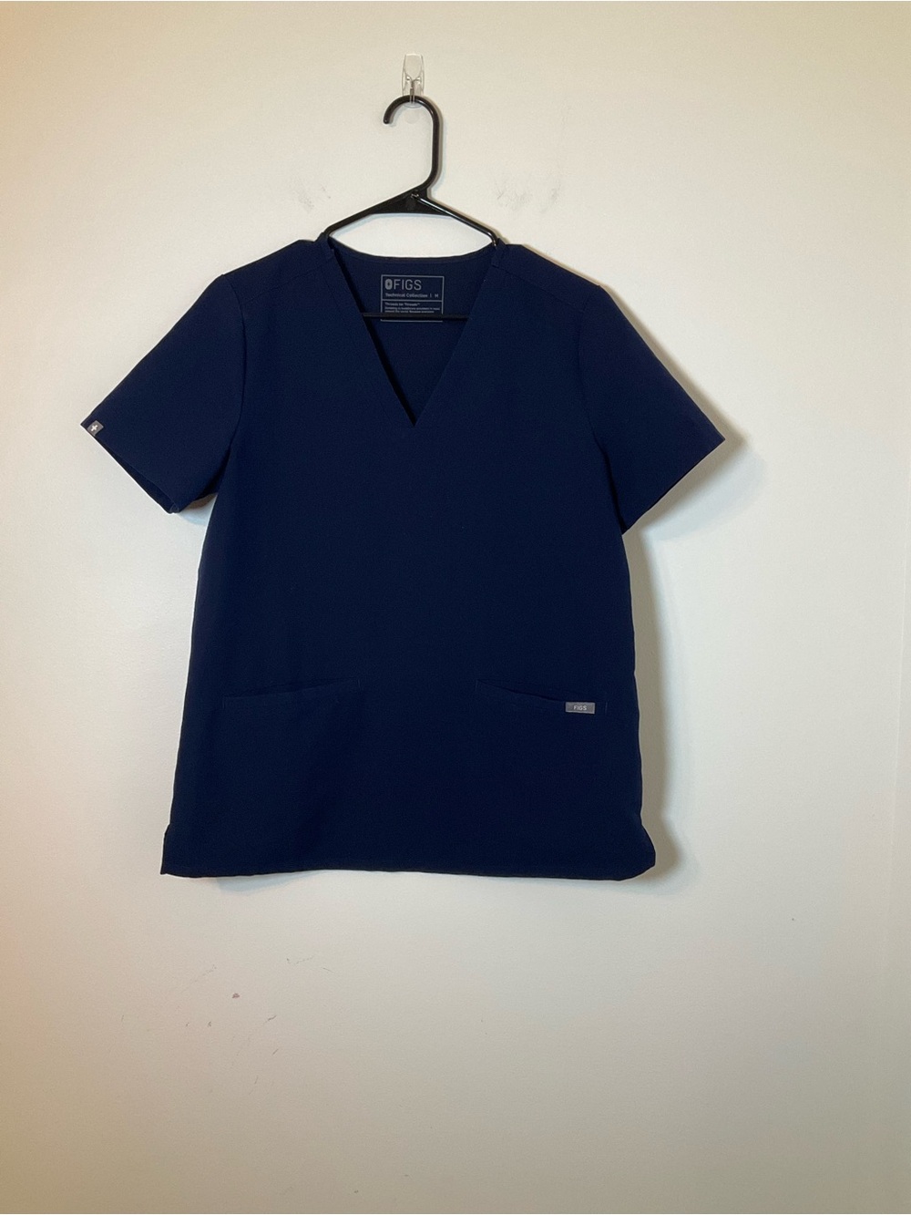 FIGS Navy Blue Scrub Top Technical Collection V Neck Size M